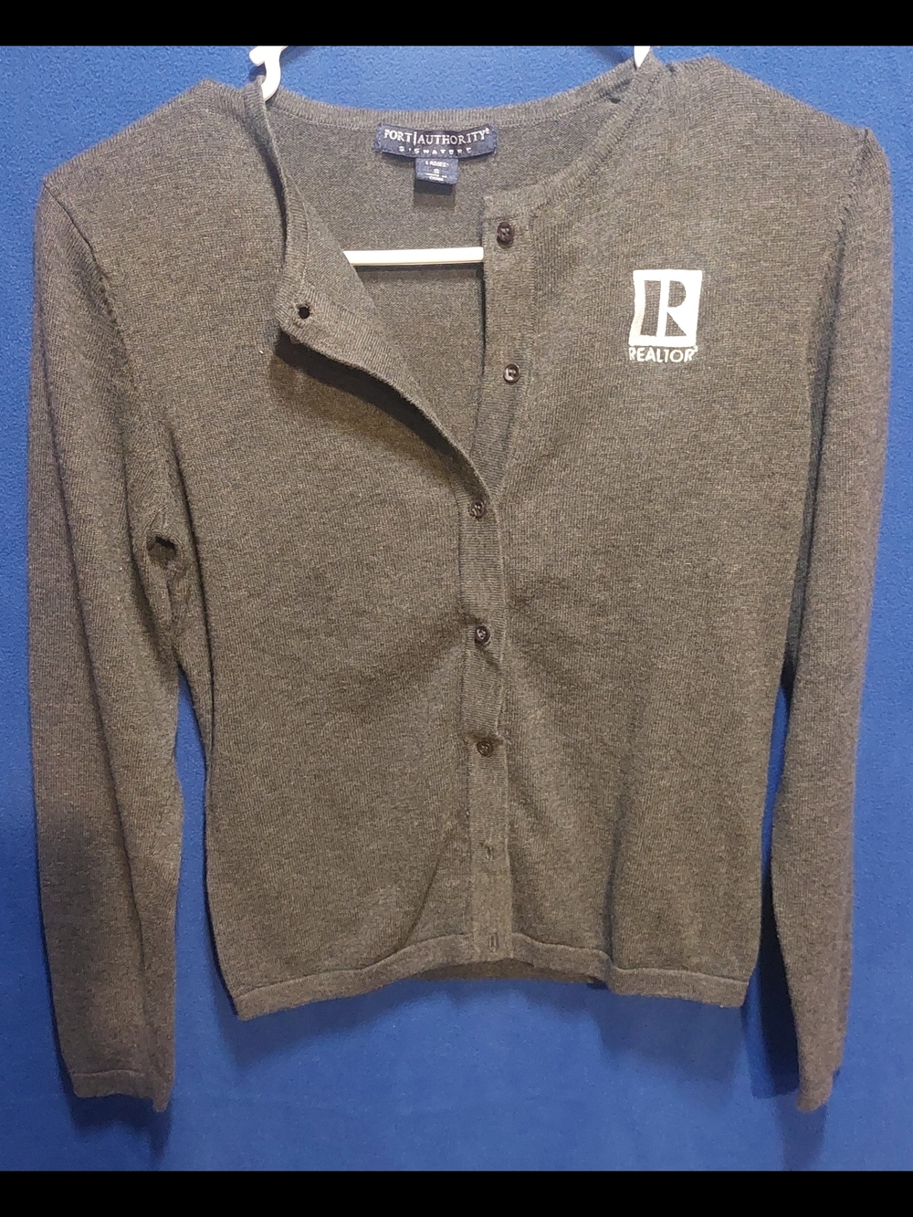 Port Authority Women's Gray Realtor Button-Up Sweater (010)